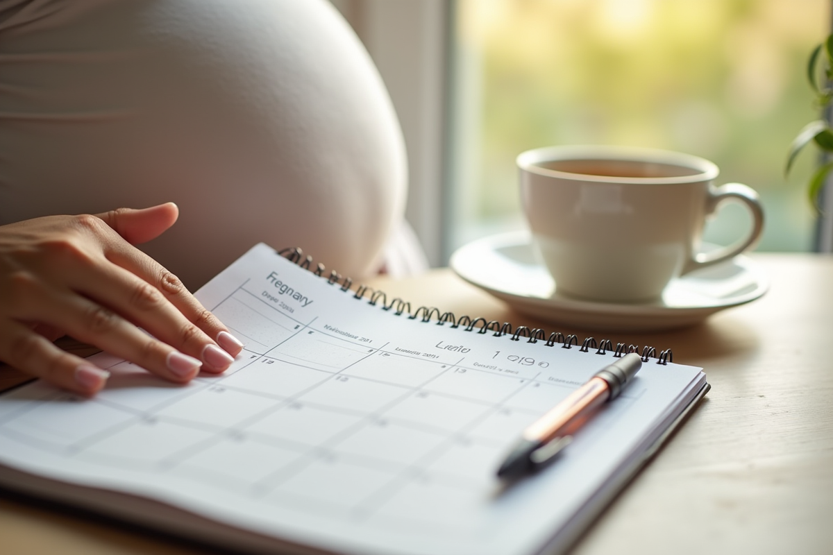 Main tenant un calendrier avec une semaine en surbrillance