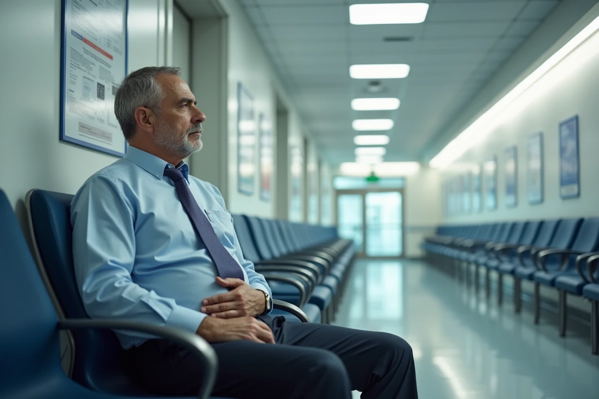Homme d affaires assis dans une salle d attente hospitalière