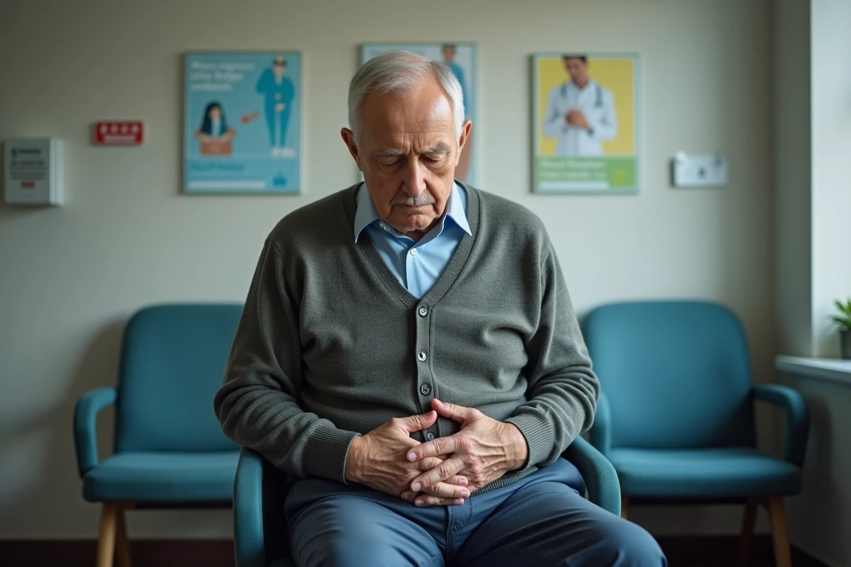 Homme âgé assis dans une salle d