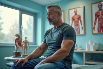 Homme d age moyen en consultation dans une clinique moderne