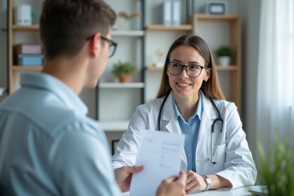 Médecin allergologue expliquant résultats à un patient