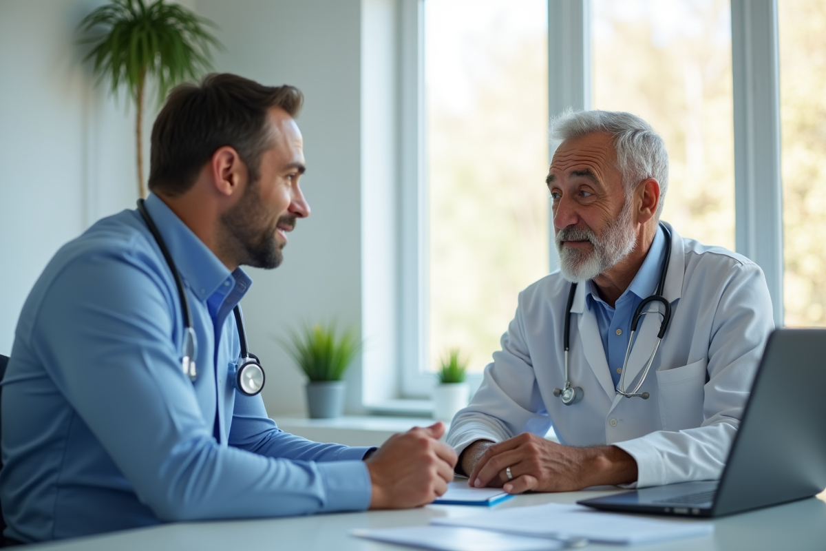 Medecin et patient en discussion dans une clinique moderne