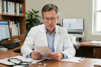 Médecin consultant des recommandations officielles sur les avis médicaux GCA 2700 dans son cabinet